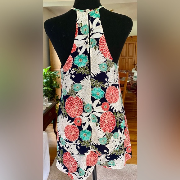 dee elle Floral Summer Halter Romper Turquoise Coral - Picture 5 of 14